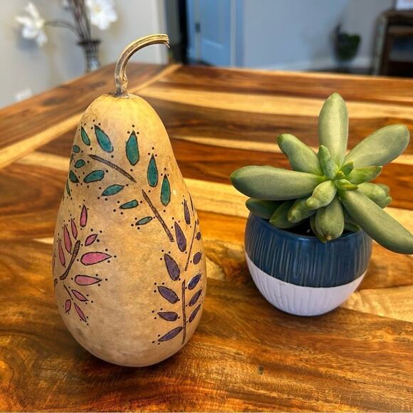 Gourd Home Decoration Custom Designed Woodburning and Painted Gourd Boho Home - Picture 4 of 9